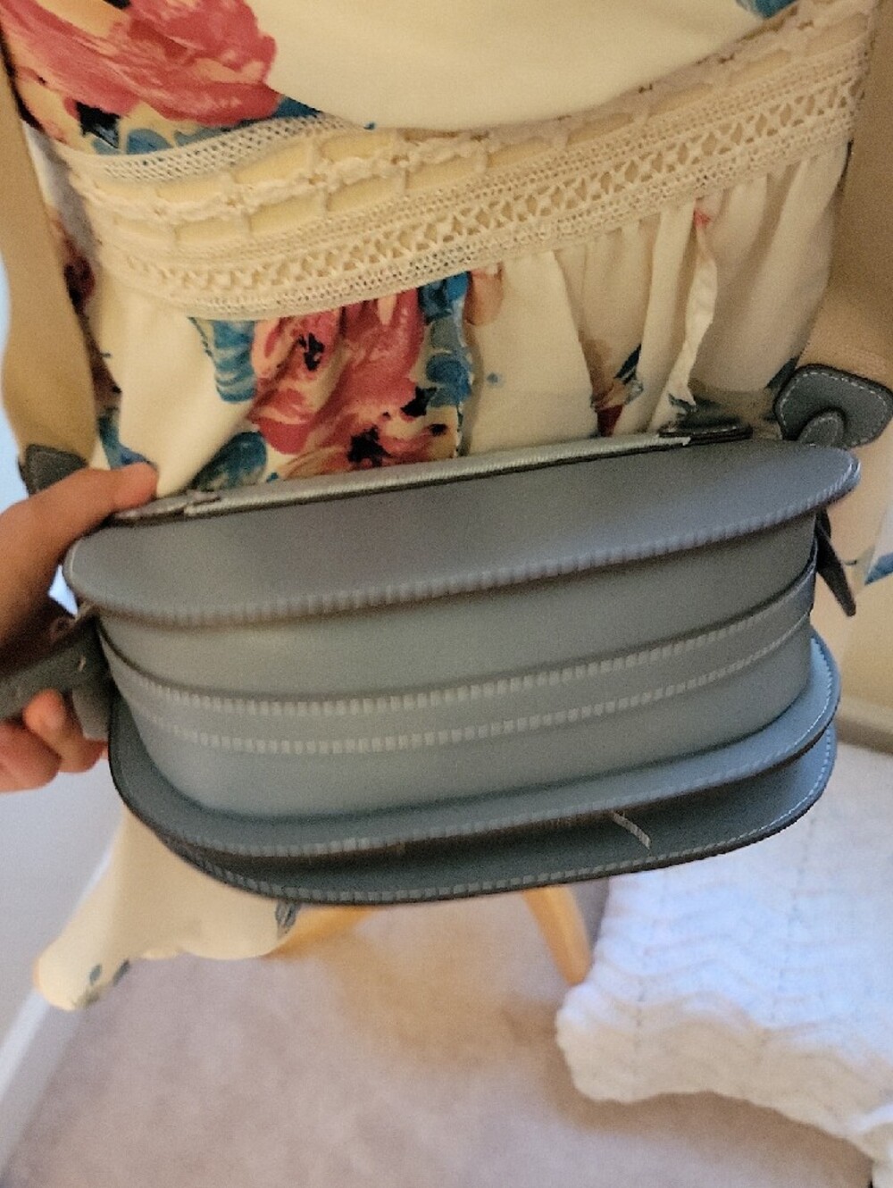 True Religion Light Blue Embroidered Crossbody Bag - Picture 7 of 7